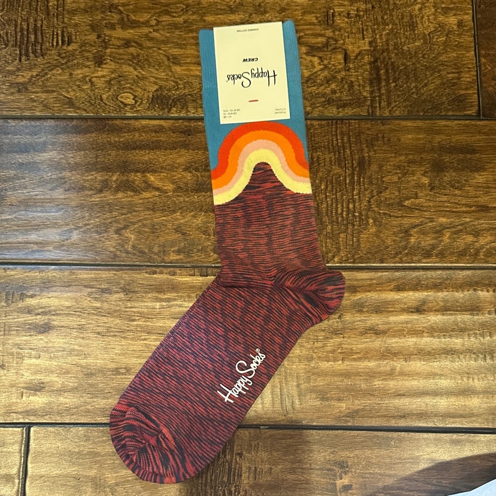 Happy Socks Men's Retro Wave Socks - Blue, Orange, Red